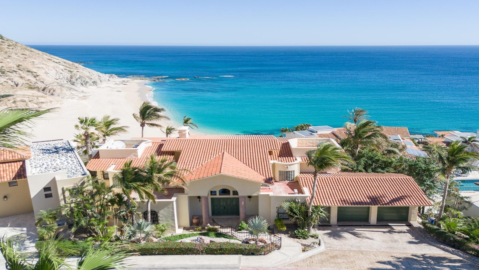 Cabo Beachfront Villa Aerial with Secluded Beach