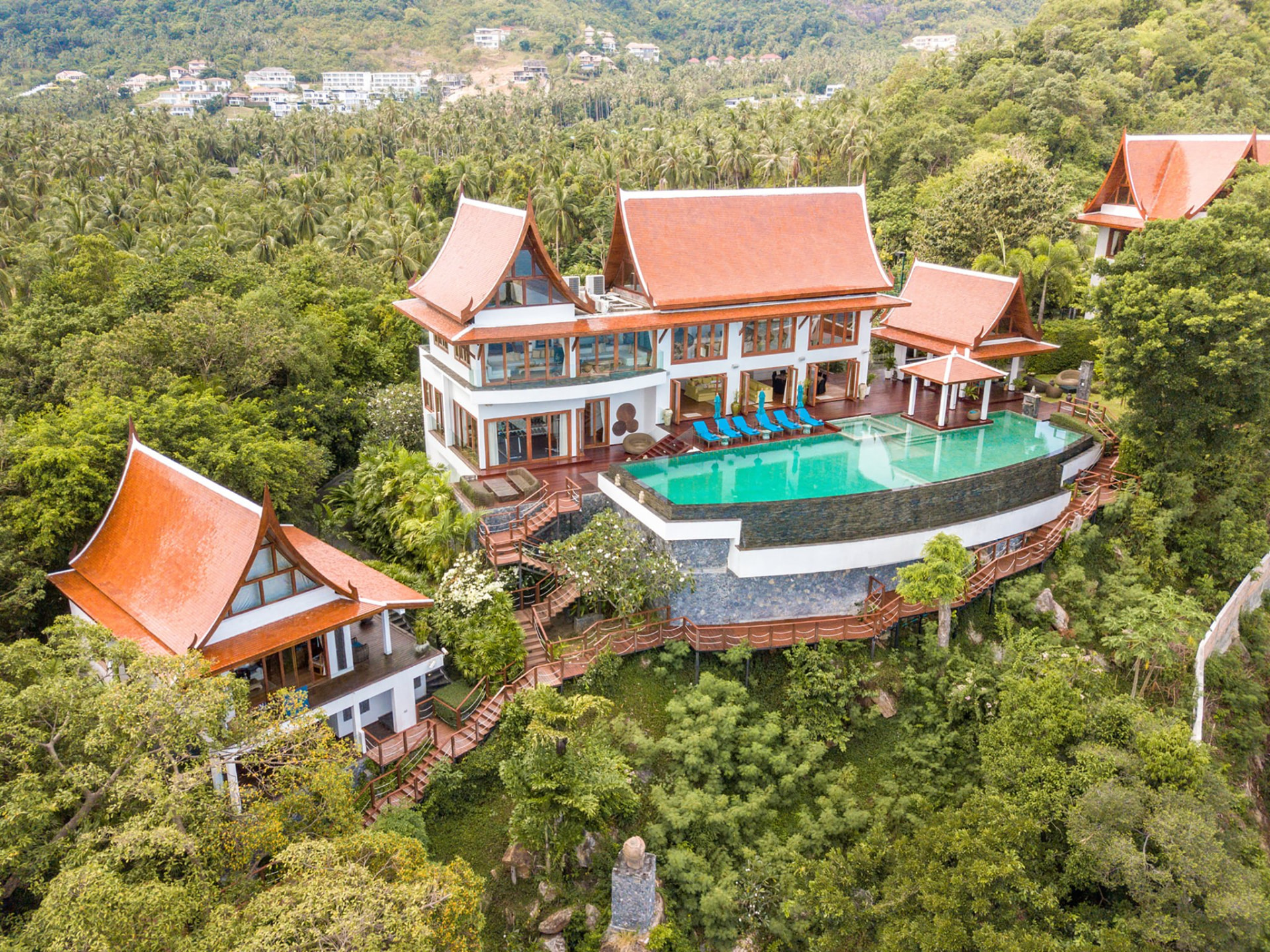 Aerial View of the Cliffside Thai Pavilions and 32-Metre Infinity Pool
