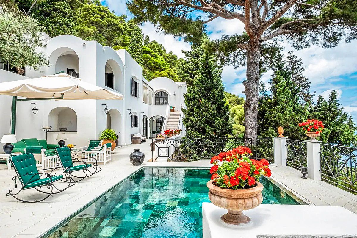 Villa Capri Exterior with Pool and Mediterranean Architecture