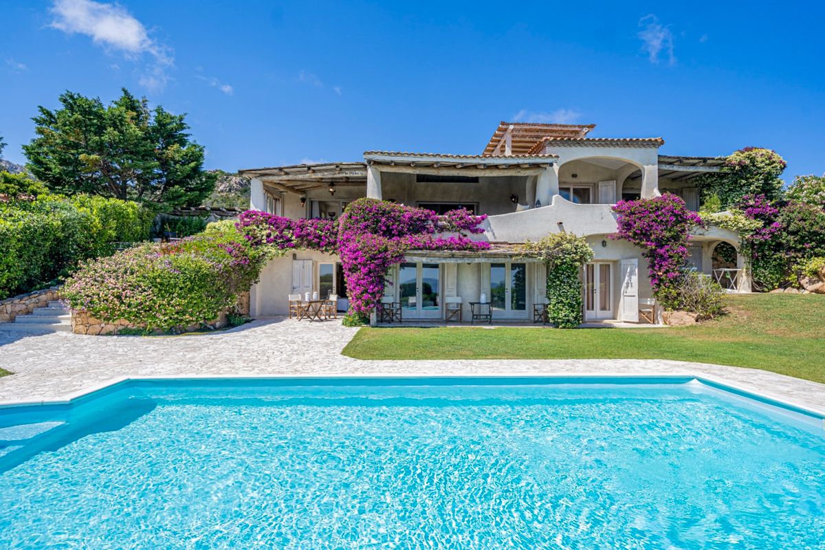 Villa Exterior with Bougainvillea and Swimming Pool